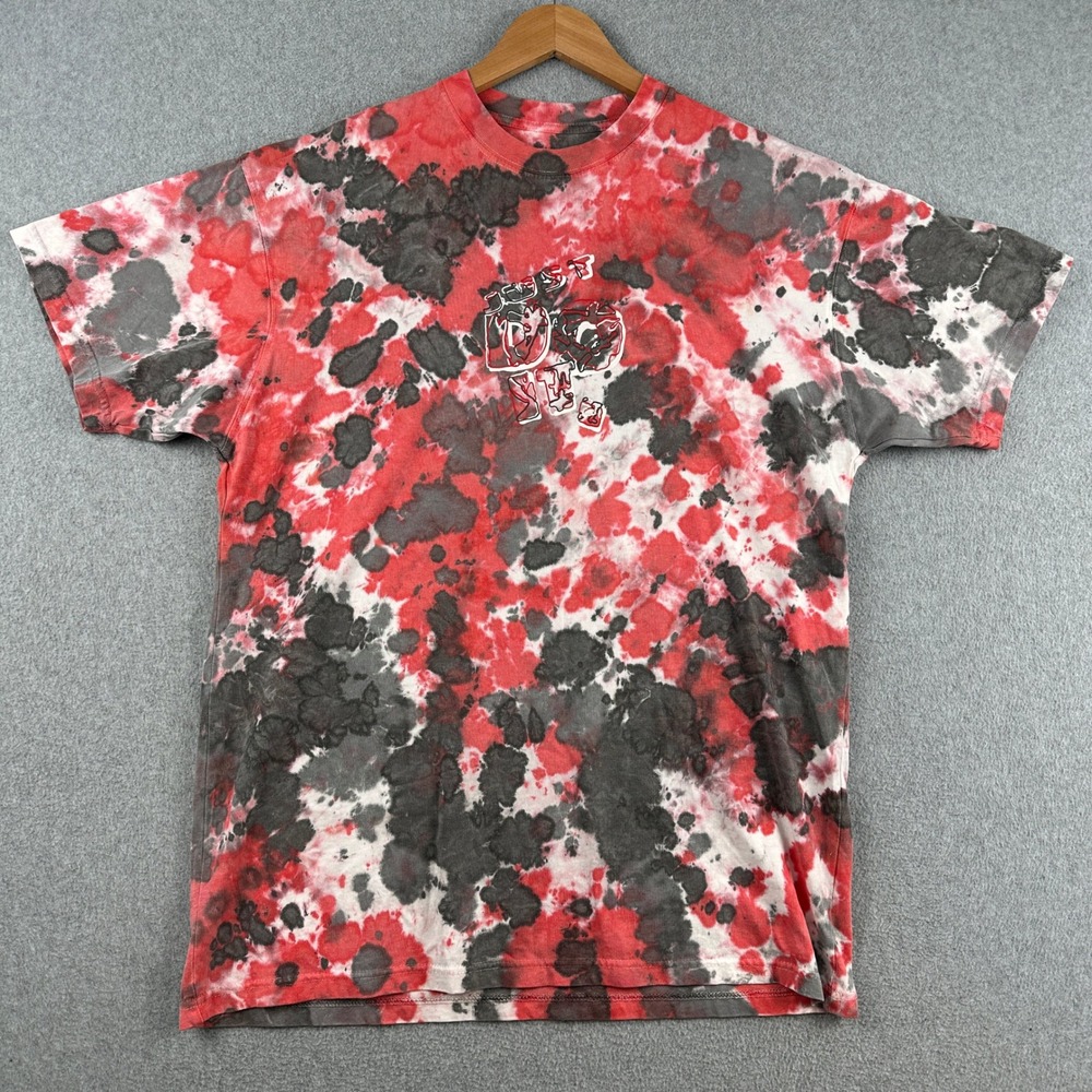 Nike T-Shirt Men's Medium Red White Tie Dye Graphic Logo Short‎ Sleeve Cotton